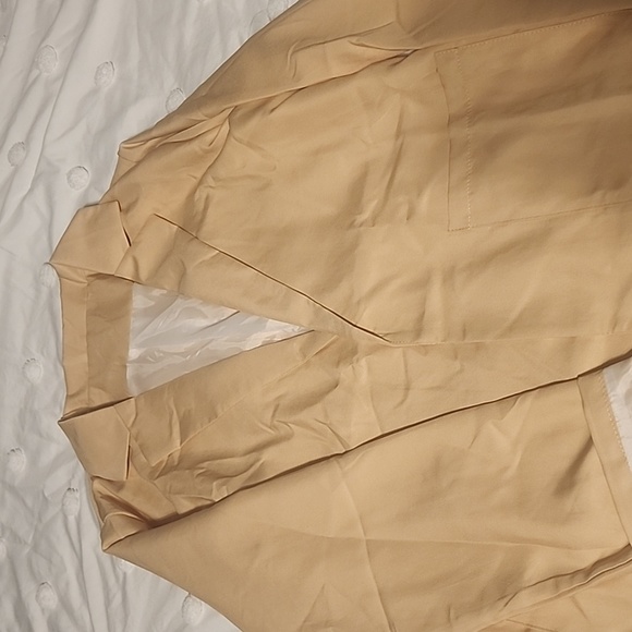 NewXL Nude Casual Blazers Open Front Long Sleeve Lapel Collar Work Office Jacket - Picture 9 of 12